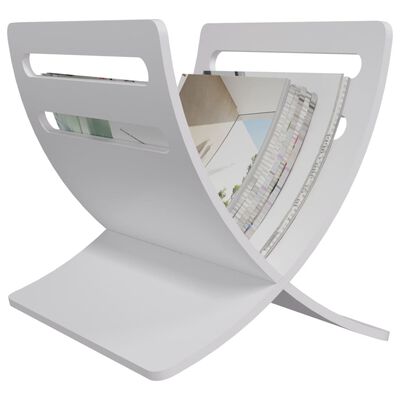 vidaXL Porta-revistas de suporte no chão madeira branco
