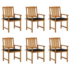vidaXL Cadeiras de jardim com almofad&otilde;es 6 pcs ac&aacute;cia maci&ccedil;a