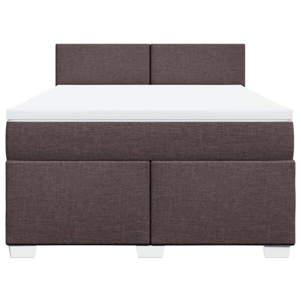 vidaXL Cama com molas/colch&atilde;o 140x200 cm tecido castanho-escuro
