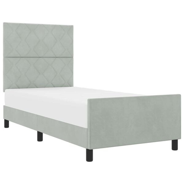 vidaXL Cama Box com cabeceira Cinzento-claro 90 x 200 cm Veludo