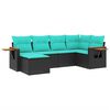 vidaXL 6 pcs conjunto de sof&aacute;s p/ jardim c/ almofad&otilde;es vime PE preto