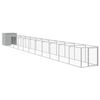 vidaXL Casota cães c/ parque 110x1221x110 cm aço galvaniz. cinza-claro
