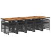 vidaXL 11 pcs conjunto de jantar p/ jardim c/ almofad&otilde;es vime PE preto