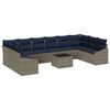 vidaXL Conjunto de Sof&aacute; de Jardim Cinza e Azul Marinho vime PE