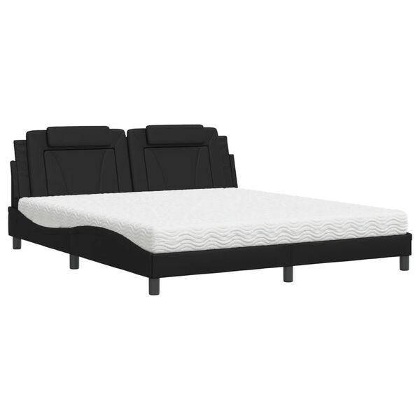 vidaXL Cama Viana com colch&atilde;o 180x200 cm couro artificial preto