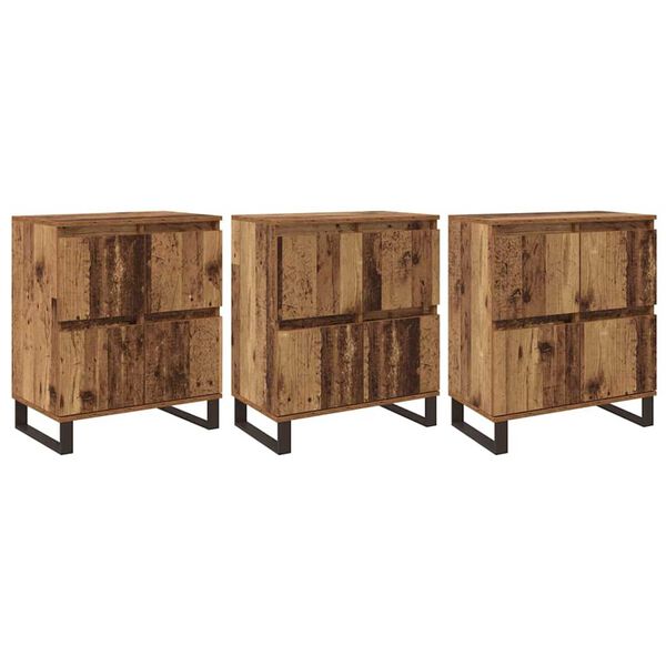 vidaXL Buffet 3 pcs Madeira antiga 60 x 35 x 70 cm