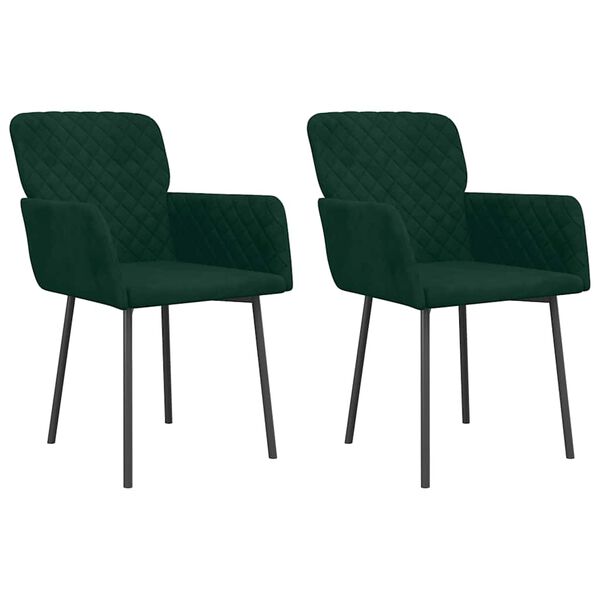 vidaXL Cadeiras de jantar 2 pcs veludo verde-escuro