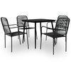 vidaXL 5 pcs conjunto de jantar p/ jardim corda de algod&atilde;o e a&ccedil;o preto