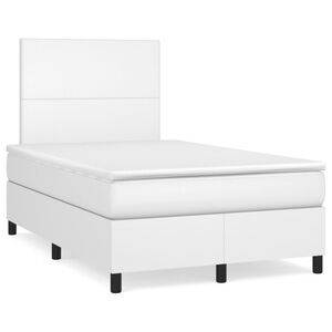 vidaXL Cama com molas/colch&atilde;o 120x200 cm couro artificial branco