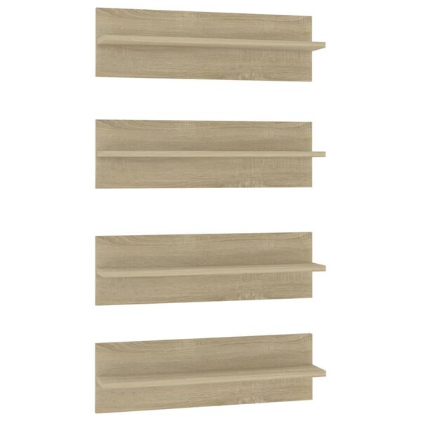 vidaXL Estantes de parede 4pcs 60x11,5x18 cm contrapl. carvalho sonoma