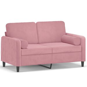 vidaXL Sofá 2 lug. c/ almofadas decorativas 120 cm veludo rosa
