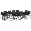 vidaXL 13 pcs conj. de jantar p/ jardim c/ almofad&otilde;es textilene preto