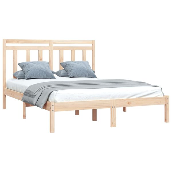 vidaXL Estrutura de cama king 150x200 cm madeira maci&ccedil;a