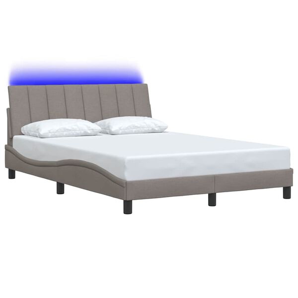 vidaXL Estrutura de cama sem colch&atilde;o Hanko 120x200 cm tecido cinza-acastanhado