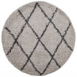 vidaXL Tapete shaggy de pelo alto PAMPLONA &Oslash; 100 cm bege e antracite