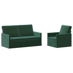 vidaXL Conjunto de Sof&aacute;s 2 pcs Verde-Escuro Veludo (V)