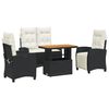 vidaXL 4 pcs conjunto de jardim p/ jardim c/ almofad&otilde;es vime PE preto