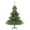 vidaXL &Aacute;rvore Natal artif. c/ LEDs/bolas 210 cm abeto caucasiano verde