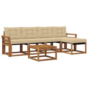 vidaXL Conjunto de Sof&aacute;s para Exterior 6 pcs Natural e Bege