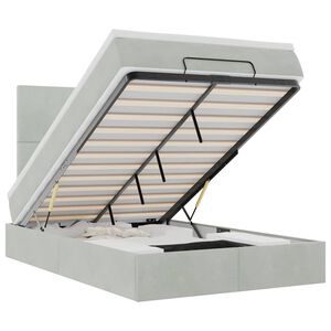 vidaXL Estrutura de cama otomana com colch&otilde;es cinza claro Veludo