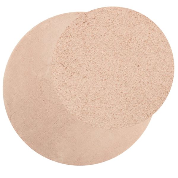 vidaXL Tapete pelo curto macio e lav&aacute;vel HUARTE &Oslash; 160 cm rosa-p&aacute;lido