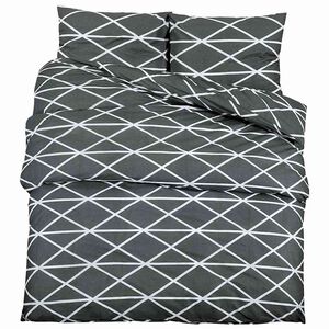 vidaXL Conjunto de capa de edred&atilde;o 200x200 cm algod&atilde;o cinzento-escuro e branco