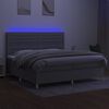 vidaXL Cama box spring c/ colch&atilde;o e LED 200x200 cm tecido cinza-claro