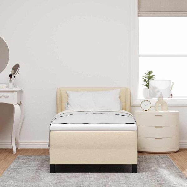 vidaXL Cama Box com colch&atilde;o com cabeceira Creme 80 x 200 cm tecido