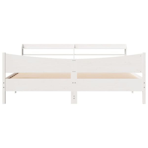 vidaXL Estrutura de cama com cabeceira 180x200cm pinho maci&ccedil;o branco