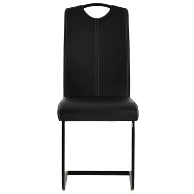 vidaXL Cadeiras de jantar cantilever 2 pcs couro artificial preto