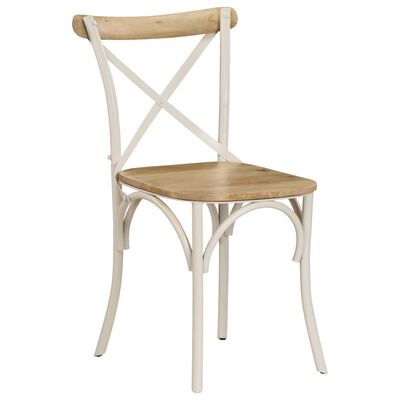 vidaXL Cadeiras costas em cruz 6 pcs madeira mangueira maciça branco