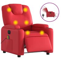 vidaXL Poltrona massagens reclinável elétrica couro artif. vermelho