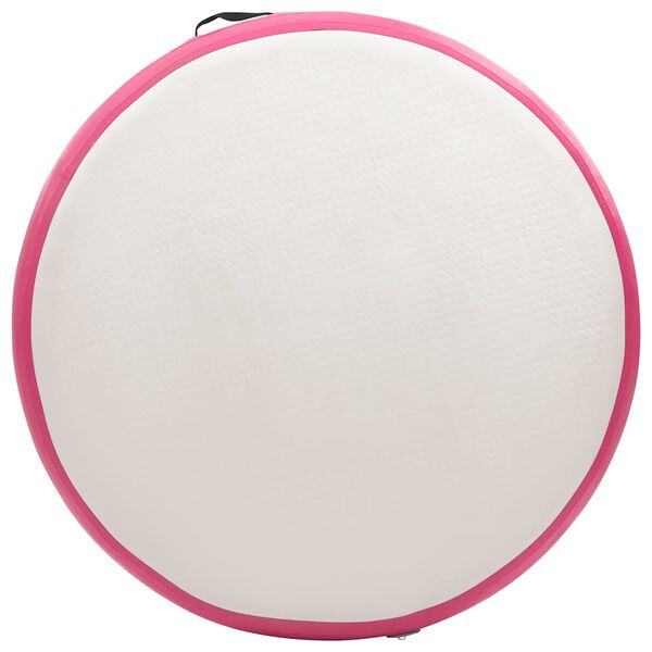 vidaXL Tapete de gin&aacute;stica insufl&aacute;vel com bomba 100x100x15 cm PVC rosa