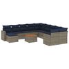 vidaXL Conjunto de sof&aacute; de jardim com 14 pe&ccedil;as e almofadas em rattan sint&eacute;tico cinza