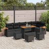 vidaXL Conjunto de Sof&aacute; de Jardim com almofada 10 pcs Preto