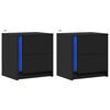 vidaXL Mesas de cabeceira c/ luzes LED 2 pcs derivados madeira preto