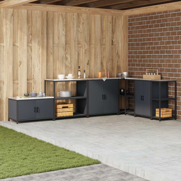 vidaXL Armazenamento de Cozinha Antracite 60 x 50 x 92 cm A&ccedil;o