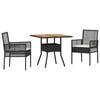 vidaXL Conjunto de Jantar para Jardim 3 unid. Preto vime PE
