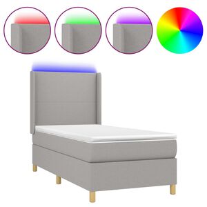 vidaXL Cama box spring c/ colch&atilde;o e LED 80x200 cm tecido cinza-claro