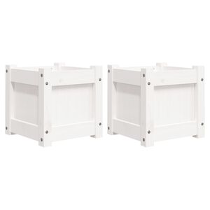 vidaXL Vasos/floreiras de jardim 2 pcs madeira de pinho maci&ccedil;a branco