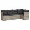 vidaXL 5 pcs conj. sof&aacute;s jardim c/ almofad&otilde;es vime PE cinzento-claro