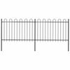 vidaXL Cerca de jardim com arco superior em a&ccedil;o 337x120 cm preta