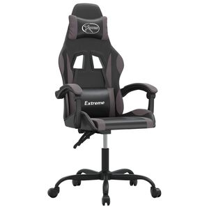 vidaXL Cadeira gaming girat&oacute;ria couro artificial preto e cinzento