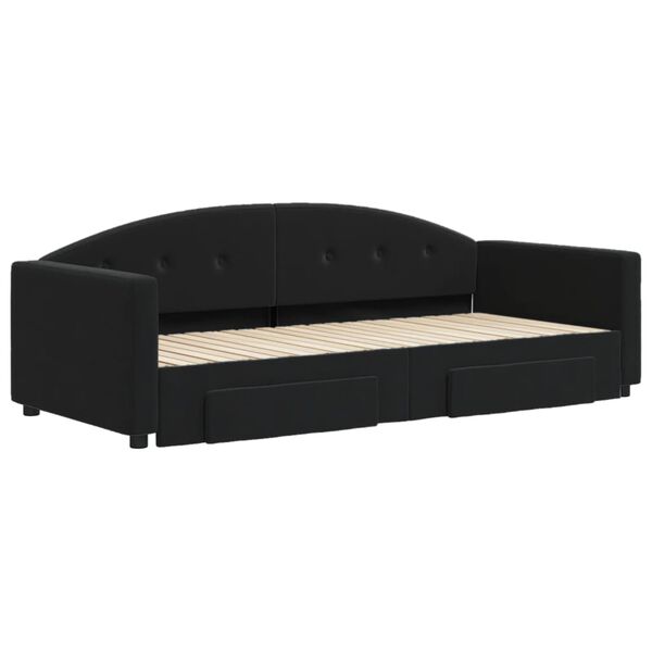 vidaXL Sofá-cama com gavetão e gavetas 90x200 cm veludo preto