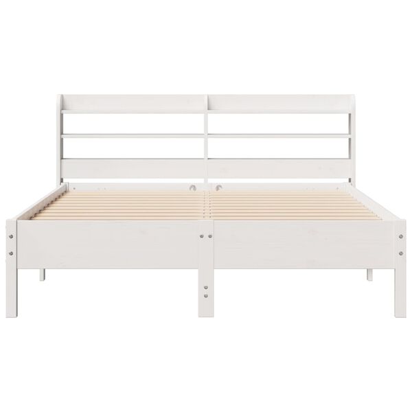 vidaXL Cama sem colch&atilde;o 140x190 cm madeira de pinho maci&ccedil;a branco