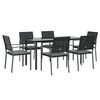 vidaXL 7 pcs conjunto de jantar p/ jardim c/ almofad&otilde;es vime PE e a&ccedil;o