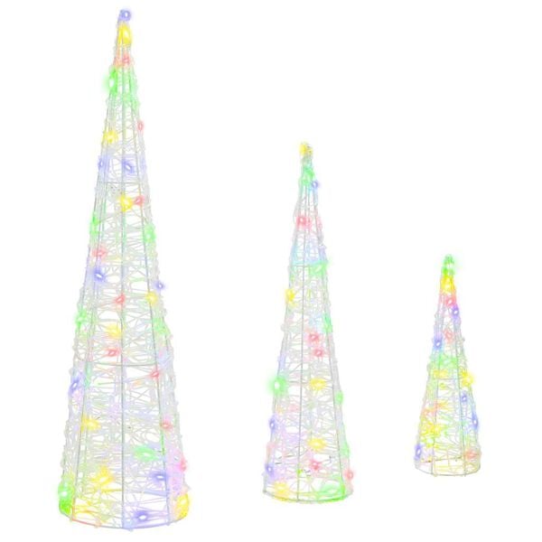 vidaXL &Aacute;rvore de Natal 3 pcs Multicolor 20 x 20 x 80 cm Acr&iacute;lo