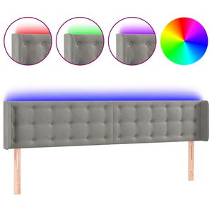 vidaXL Cabeceira cama c/ luzes LED veludo 183x16x78/88 cm cinza-claro