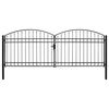 vidaXL Port&atilde;o de cerca ASSEN Porta dupla com topo arqueado em a&ccedil;o 400x150 cm