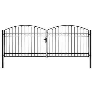 vidaXL Port&atilde;o de cerca ASSEN Porta dupla com topo arqueado em a&ccedil;o 400x150 cm